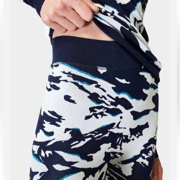 SWEATY BETTY Peaks Ski Base Layer Leggings Blue Peaks Jacquard Size M NEW - Picture 7 of 7